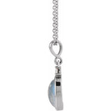 14K White Gold 5x3 mm Natural Rainbow Moonstone & .03 CT Natural Diamond 16-18" Necklace