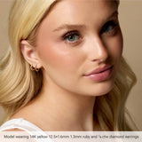 14K White Gold Lab-Grown Emerald Hinged 12.5 mm Hoop Earrings