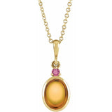 14K Yellow Gold 5x3 mm Natural Citrine & Natural Pink Tourmaline 16-18" Necklace
