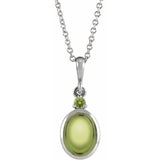 14K White Gold 5x3 mm Natural Peridot 16-18" Necklace