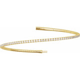 14K Yellow Gold 1 1/2 CTW Natural Diamond Flexible Bangle 7" Bracelet