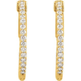 14K Yellow Gold 3/4 CTW Lab-Grown Diamond Inside-Outside 23 mm Hinged Hoop Earrings
