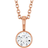 14K Rose Gold 1/3 CT Natural Diamond Bezel-Set Solitaire 16-18