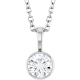 Sterling Silver 1/3 CT Natural Diamond Bezel-Set Solitaire 16-18