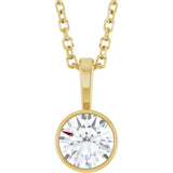 14K Yellow Gold 1/2 CT Natural Diamond Bezel-Set Solitaire 16-18