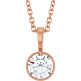 14K Rose Gold 1/2 CT Natural Diamond Bezel-Set Solitaire 16-18