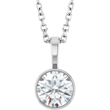 Sterling Silver 5/8 CT Lab-Grown Diamond Bezel-Set Solitaire 16-18" Necklace