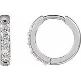Platinum 1/4 CTW Lab-Grown Diamond Hinged 12.5 mm Hoop Earrings