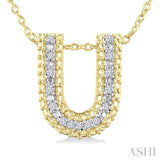 1/20 Ctw Bubble Accent Initial 'U' Round Cut Diamond Fashion Pendant With Chain in Yellow Gold Vermeil