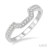 1/5 Ctw Trough Shape Center Round Cut Diamond Wedding Band in 14K White Gold