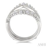 1 Ctw Tiara-Shaped Graduated Baguette and Round Cut Diamond Insert Ring in 14K White Gold