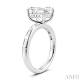 1/4 Ctw Emerald Shape Baguette and Round Cut Diamond Semi-Mount Engagement Ring in 14K White Gold