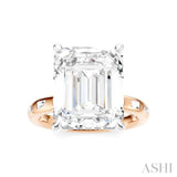 1/3 Ctw Emerald Shape Baguette and Round Cut Diamond Semi-Mount Engagement Ring in 14K Rose and White Gold