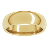 14K Yellow Gold 6 mm Comfort-Fit Half Round Band Size 13.5