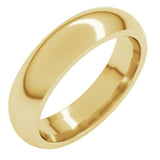 18K Yellow Gold 5 mm Comfort-Fit Half Round Band Size 9.5