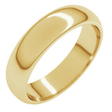 10K Yellow Gold 5 mm Half Round Band Size 6.5