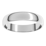 14K White Gold 4 mm Lightweight Half Round Band Size 13