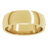 10K Yellow Gold 6 mm Lightweight Comfort-Fit Half Round Band Size 11.5