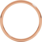 14K Rose Gold 2 mm Lightweight Comfort-Fit Half Round Band Size 5