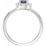Sterling Silver Lab-Grown Blue Sapphire & .04 CTW Natural Diamond Halo-Style Ring