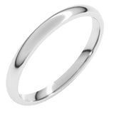 14K White Gold 2 mm Lightweight Comfort-Fit Half Round Band Size 3.5