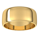 14K Yellow Gold 8 mm Lightweight Half Round Band Size 8.5