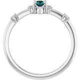 14K White Gold Lab-Grown Alexandrite & 1/6 CTW Natural Diamond Halo-Style Ring