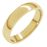 14K Yellow Gold 4 mm Lightweight Comfort-Fit Half Round Band Size 8.5