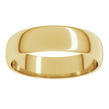 14K Yellow Gold 5 mm Lightweight Half Round Band Size 8