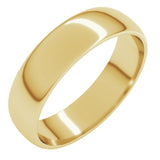 14K Yellow Gold 5 mm Lightweight Half Round Band Size 5