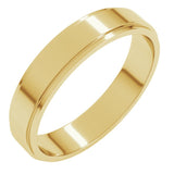 14K Yellow Gold 4 mm Stepped-Edge Flat Band Size 9.5