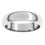 Platinum 5 mm Half Round Band Size 7.5