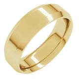 14K Yellow Gold 6 mm Beveled-Edge Comfort-Fit Flat Band Size 10