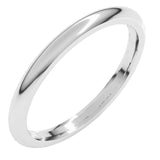 14K White Gold 2 mm Comfort-Fit Half Round Band Size 7.5