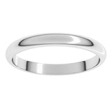 14K White Gold 2.5 mm Half Round Band Size 10