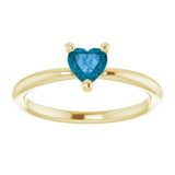 14K Yellow Gold Natural London Blue Topaz Heart Solitaire Ring