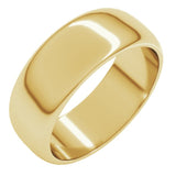14K Yellow Gold 7 mm Half Round Band Size 3