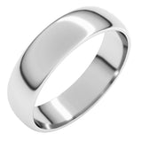 14K White Gold 5 mm Lightweight Half Round Band Size 10