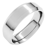 10K White Gold 6 mm Beveled-Edge Comfort-Fit Flat Band Size 11
