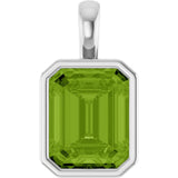 14K White Gold Natural Peridot Pendant