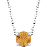 14K White Gold 5.5 mm Natural Citrine 16-18" Necklace