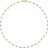 14K Yellow Gold-Filled 1.6 mm Blue Enamel Bead Paperclip-Style 16" Chain