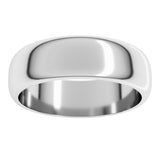 14K White Gold 6 mm Half Round Band Size 15