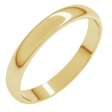10K Yellow Gold 3 mm Lightweight Half Round Band Size 7.5