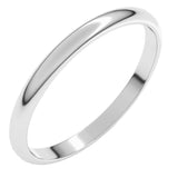 Platinum 2 mm Lightweight Half Round Band Size 6.5