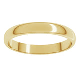 14K Yellow Gold 3 mm Lightweight Half Round Band Size 11