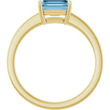 14K Yellow Gold Natural Sky Blue Topaz Solitaire Ring