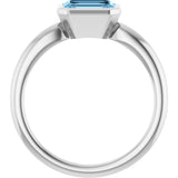 Sterling Silver Natural Sky Blue Topaz Solitaire Ring