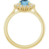 14K Yellow Gold Natural Sky Blue Topaz  & 1/3 CTW Lab-Grown Diamond Ring