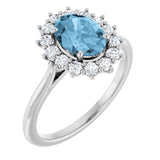 14K White Gold Natural Sky Blue Topaz  & 1/3 CTW Lab-Grown Diamond Ring